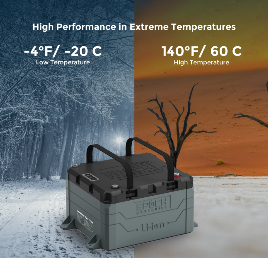 Suncoast Marine and Auto offers Epoch Battery 48V 50Ah LiFePO4 Lithium Battery - Bluetooth, Heating, Waterproof (B4850A)