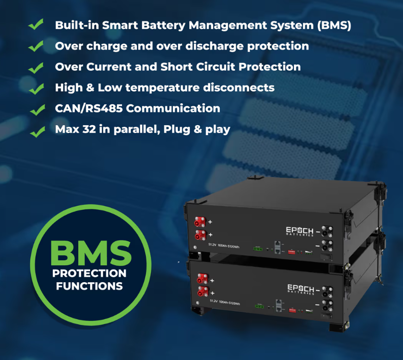 Suncoast Marine and Auto offers Epoch Battery 48V 100Ah 5.12kWh - Self-Heating Server Rack Lithium Battery (SR48100H)