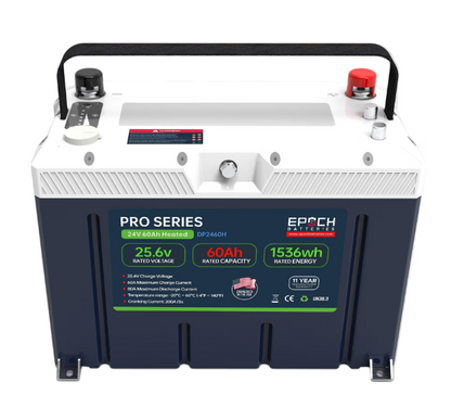 Suncoast Marine and Auto offers Epoch Batteries 24V 60Ah Pro Series - Heated, Bluetooth & Victron Comms LiFePO4 (DP2460H)
