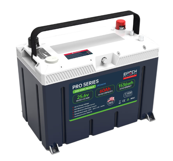 Suncoast Marine and Auto offers Epoch Batteries 24V 60Ah Pro Series - Heated, Bluetooth & Victron Comms LiFePO4 (DP2460H)