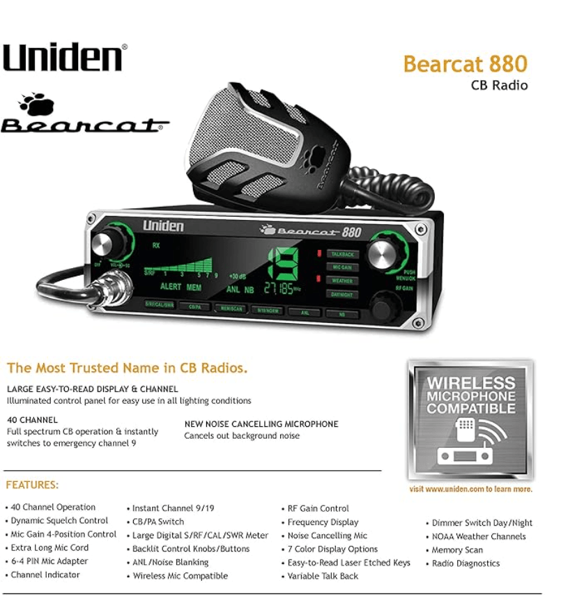 Suncoast Marine and Auto offers Uniden Bearcat 880 CB Radio w/7 Color Display Backlighting [BEARCAT 880]