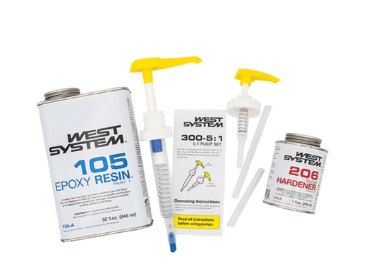 Suncoast Marine and Auto offers WEST SYSTEM 105-A Epoxy Resin Kit, 3 Items (BUNDLE-206A)