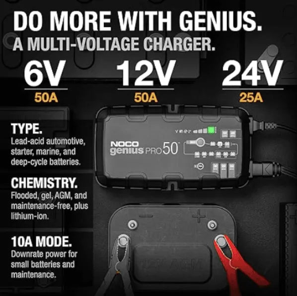 Suncoast Marine Supply offers NOCO GENIUSPRO50 Smart Car Battery Charger/Portable Car Charger