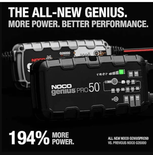 Suncoast Marine Supply offers NOCO GENIUSPRO50 Smart Car Battery Charger/Portable Car Charger