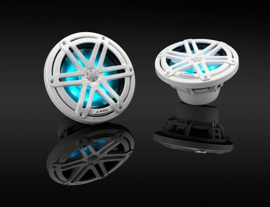 Suncoast Marine and Auto offers JL Audio 7.7" Marine Coaxial Speakers, White Sport Grilles with RGB LED Lighting M3-770X-S-Gw-i (010-03069-00)