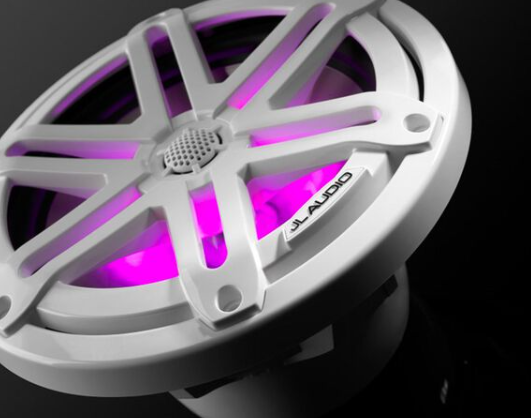 Suncoast Marine and Auto offers JL Audio 7.7" Marine Coaxial Speakers, White Sport Grilles with RGB LED Lighting M3-770X-S-Gw-i (010-03069-00)