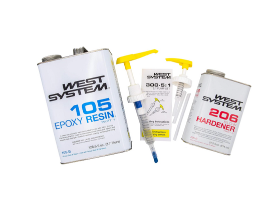 WEST SYSTEM 105-B Epoxy Resin Kit, 3 Items (BUNDLE-206B)