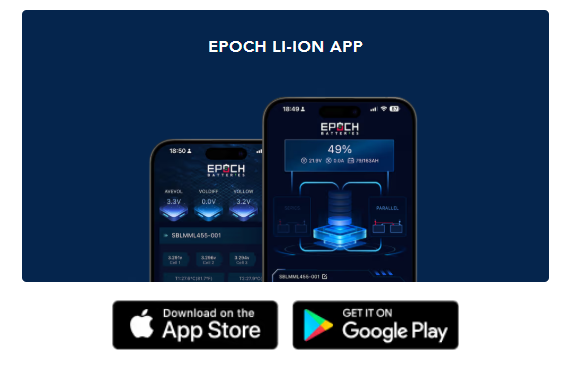Suncoast Marine and Auto offers Epoch Battery 48V 50Ah LiFePO4 Lithium Battery - Bluetooth, Heating, Waterproof (B4850A)