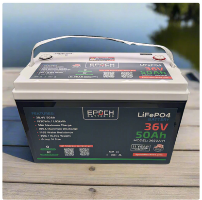 Suncoast Marine and Auto offers Epoch Battery 36V 50Ah Essential Series - Bluetooth & Heated LiFePO4 (3650A-H)