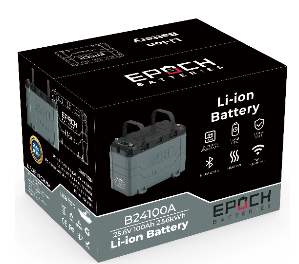 Suncoast Marine and Auto offers Epoch Battery 24V 100Ah LiFePO4 Lithium Battery (B24100A-C)