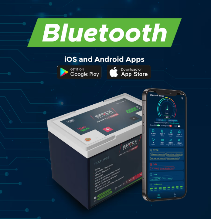 Suncoast Marine and Auto offers Epoch Battery 12V 105Ah Essential Series - Bluetooth & Heated LiFePO4 (12105A-H)