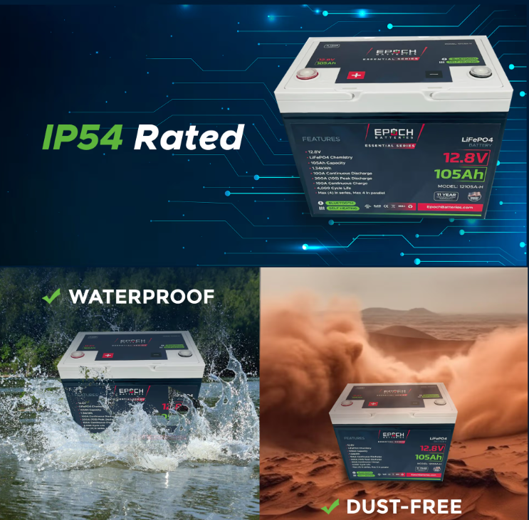 Suncoast Marine and Auto offers Epoch Battery 12V 105Ah Essential Series - Bluetooth & Heated LiFePO4 (12105A-H)