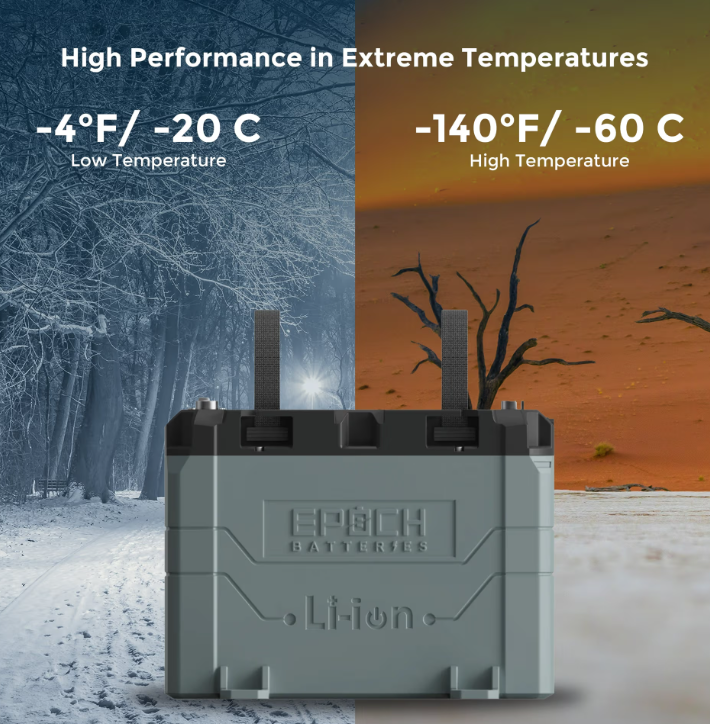Suncoast Marine and Auto offers Epoch Battery 12V 50Ah LiFePO4 Lithium Battery - Bluetooth, Heating, Waterproof (B1250B)