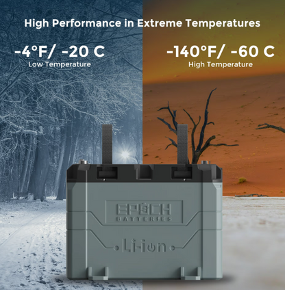 Suncoast Marine and Auto offers Epoch Battery 12V 50Ah LiFePO4 Lithium Battery - Bluetooth, Heating, Waterproof (B1250B)
