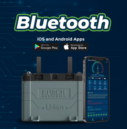 Suncoast Marine and Auto offers Epoch Battery 12V 50Ah LiFePO4 Lithium Battery - Bluetooth, Heating, Waterproof (B1250B)