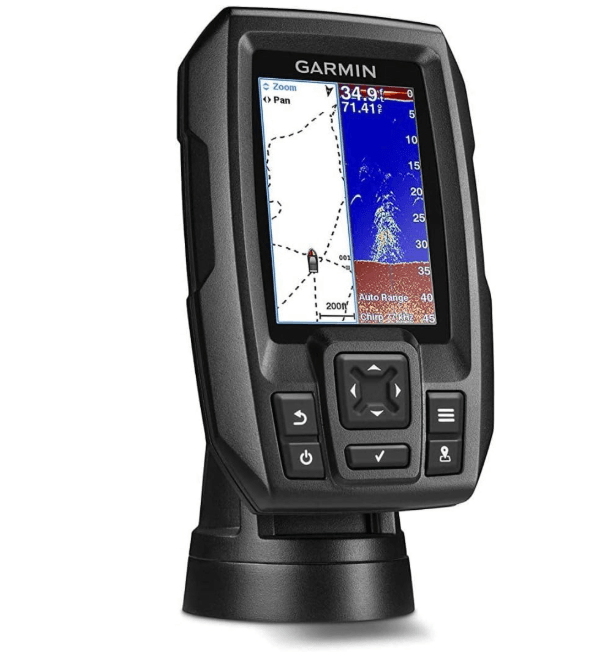 Suncoast Marine and Auto offers Garmin STRIKER 4 Fishfinder Worldwide Version w/77/200kHz - 4-Pin Transducer w/Transom & Trolling Motor Mounts [010-01550-01]