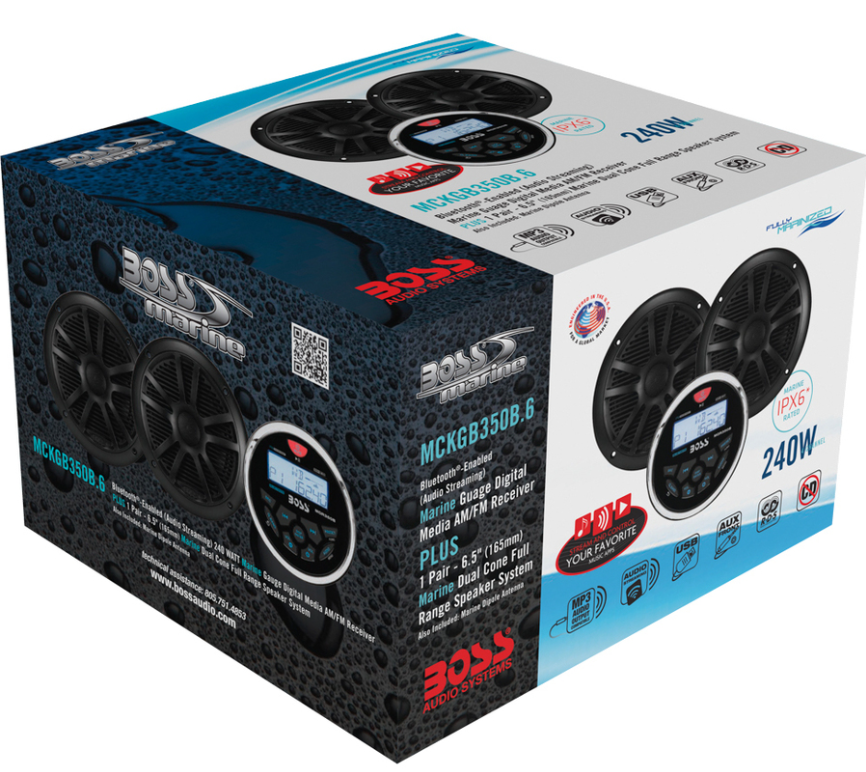 Suncoast Marine and Auto offers Boss Audio MCKGB350W.6 Marine Stereo 6.5" Speaker Kit - Black [MCKGB350B.6]