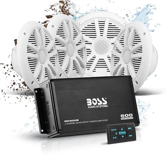Suncoast Marine and Auto offers Boss Audio ASK904B.64 4 Channel Amplifier 2 Pairs of 6.5" Speaker Kit - White [ASK904B.64]