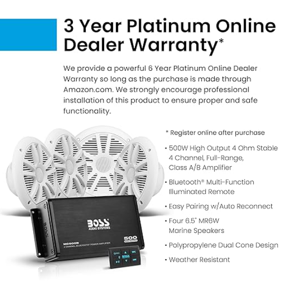 Suncoast Marine and Auto offers Boss Audio ASK904B.64 4 Channel Amplifier 2 Pairs of 6.5" Speaker Kit - White [ASK904B.64]