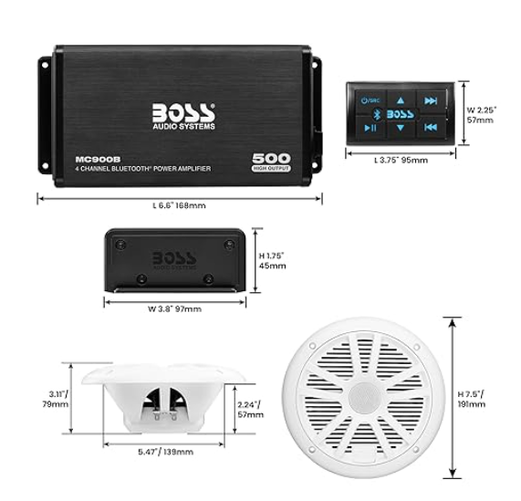 Suncoast Marine and Auto offers Boss Audio ASK904B.64 4 Channel Amplifier 2 Pairs of 6.5" Speaker Kit - White [ASK904B.64]