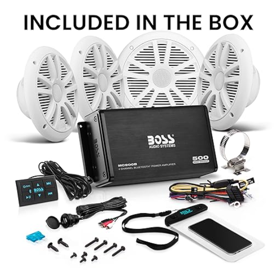 Suncoast Marine and Auto offers Boss Audio ASK904B.64 4 Channel Amplifier 2 Pairs of 6.5" Speaker Kit - White [ASK904B.64]