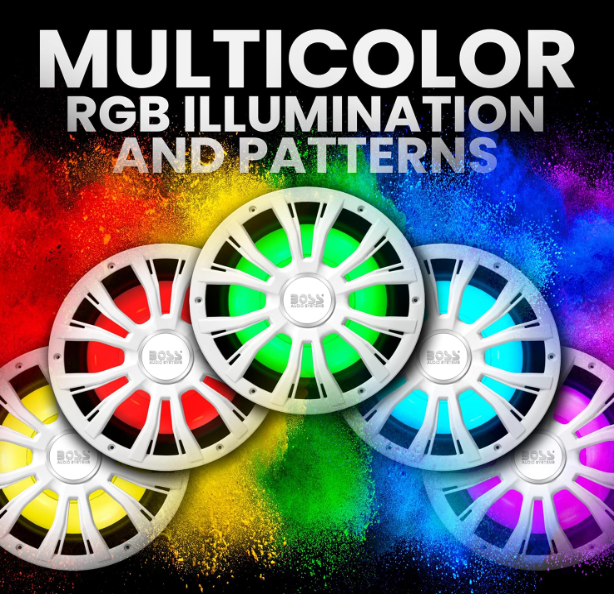 Suncoast Marine and Auto offers Boss Audio 10" MRG10W Subwoofer w/RGB Lighting - White - 800W [MRGB10W]