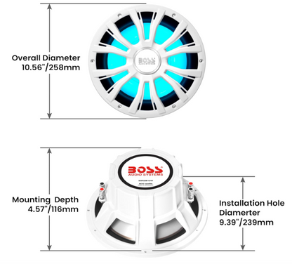 Suncoast Marine and Auto offers Boss Audio 10" MRG10W Subwoofer w/RGB Lighting - White - 800W [MRGB10W]