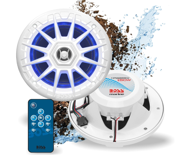 Suncoast Marine and Auto offers Boss Audio MRGB55W 5.25" Marine Speakers w/RGB Lighting - White [MRGB55W]
