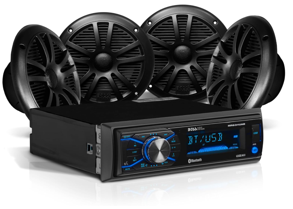 Suncoast Marine and Auto offers Boss Audio MCBK634B.64 Kit w/MR634UAB, 4 MR6B Speakers, MRANT10 Antenna [MCBK634B.64]