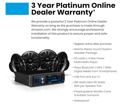 Suncoast Marine and Auto offers Boss Audio MCBK634B.64 Kit w/MR634UAB, 4 MR6B Speakers, MRANT10 Antenna [MCBK634B.64]
