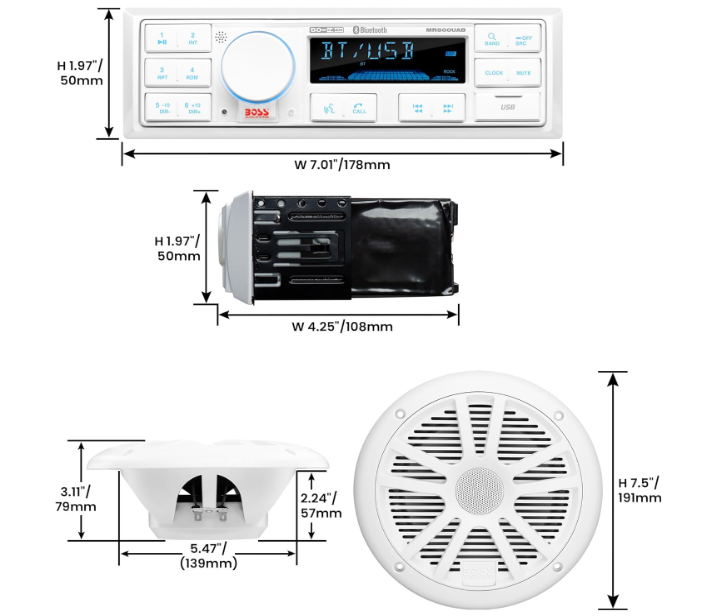 Suncoast Marine and Auto offers Boss Audio MCK500WB.6 Kit w/MR500UAB, 2 MR6W Speakers, MRANT10 Antenna, White Remote [MCK500WB.6]