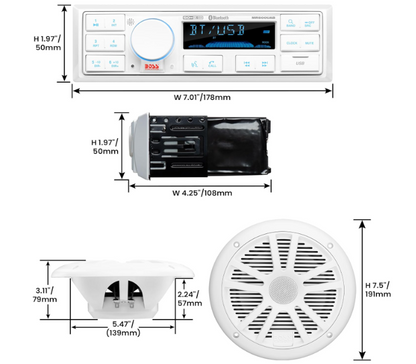 Suncoast Marine and Auto offers Boss Audio MCK500WB.6 Kit w/MR500UAB, 2 MR6W Speakers, MRANT10 Antenna, White Remote [MCK500WB.6]