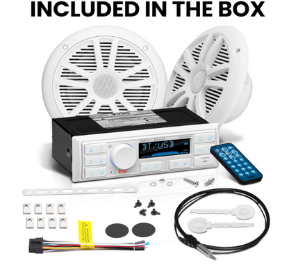 Suncoast Marine and Auto offers Boss Audio MCK500WB.6 Kit w/MR500UAB, 2 MR6W Speakers, MRANT10 Antenna, White Remote [MCK500WB.6]