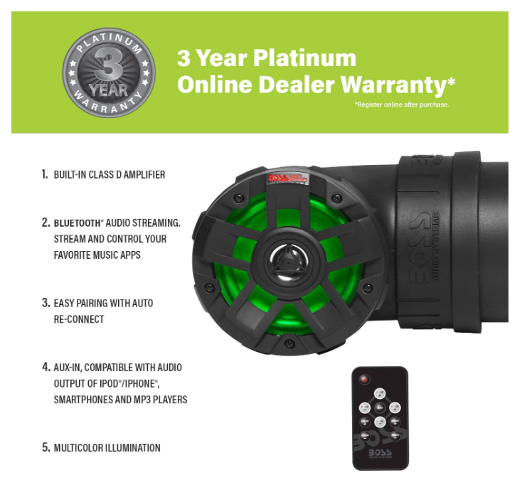 Suncoast Marine and Auto offers Boss Audio UTV4BRGB Amplified All-Terrain Sound System w/4" Marine Speakers 1" Black Tweeters [UTV4BRGB]