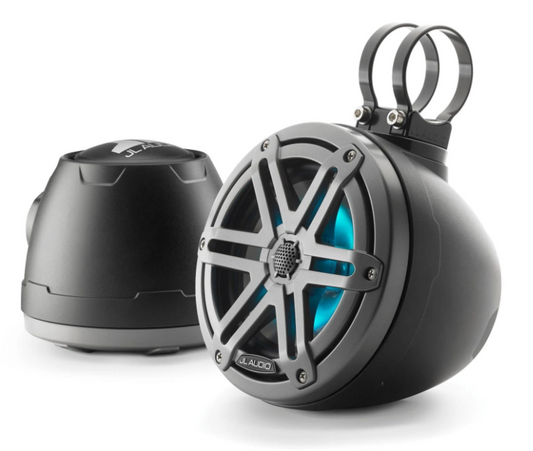 Suncoast Marine and Auto offers JL Audio VeX™ Enclosed Speaker System M3 6.5" with LED and Gray Sport Grille (M3-650VEX-Mb-S-Gm-i)