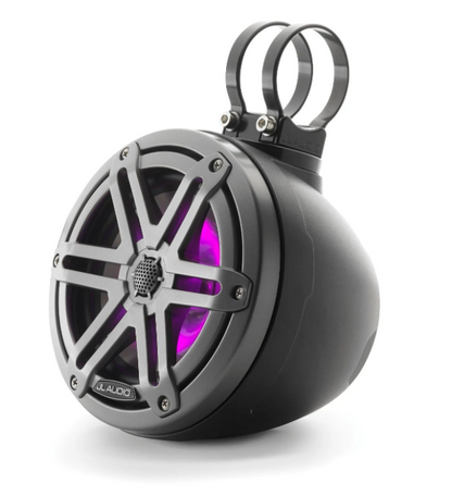 Suncoast Marine and Auto offers JL Audio VeX™ Enclosed Speaker System M3 6.5" with LED and Gray Sport Grille (M3-650VEX-Mb-S-Gm-i)