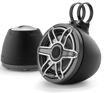 Suncoast Marine and Auto offers JL Audio VeX™ Enclosed Speaker System M6 6.5" with Titanium Sport Grille (M6-650VEX-Mb-S-GmTi)