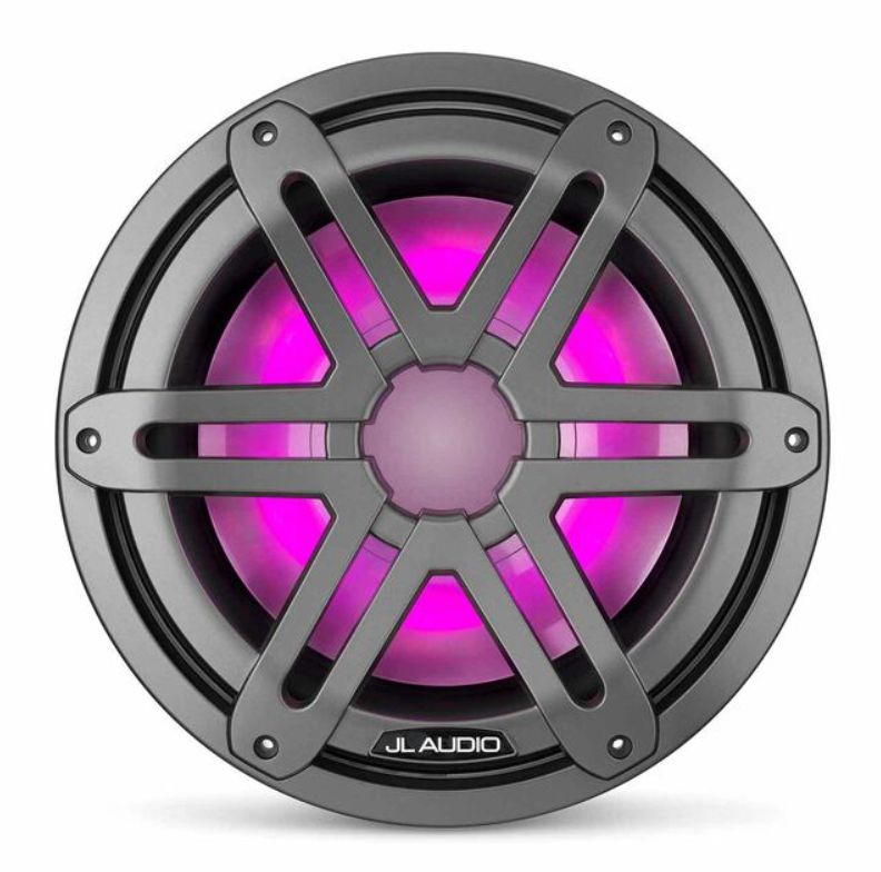 M3-10IB-S-Gm-i-4 10" Marine Subwoofer Driver, Gunmetal Sport Grilles with RGB LED Lighting. Model # 19561992 Mfg # 010-03264-00.