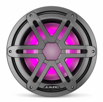 M3-10IB-S-Gm-i-4 10" Marine Subwoofer Driver, Gunmetal Sport Grilles with RGB LED Lighting. Model # 19561992 Mfg # 010-03264-00.