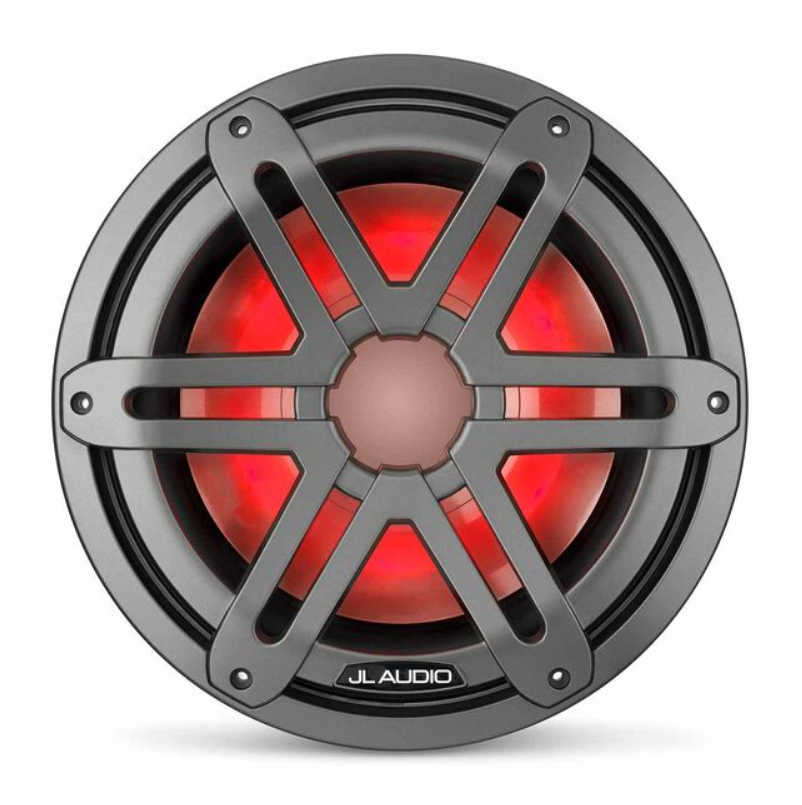 M3-10IB-S-Gm-i-4 10" Marine Subwoofer Driver, Gunmetal Sport Grilles with RGB LED Lighting. Model # 19561992 Mfg # 010-03264-00.