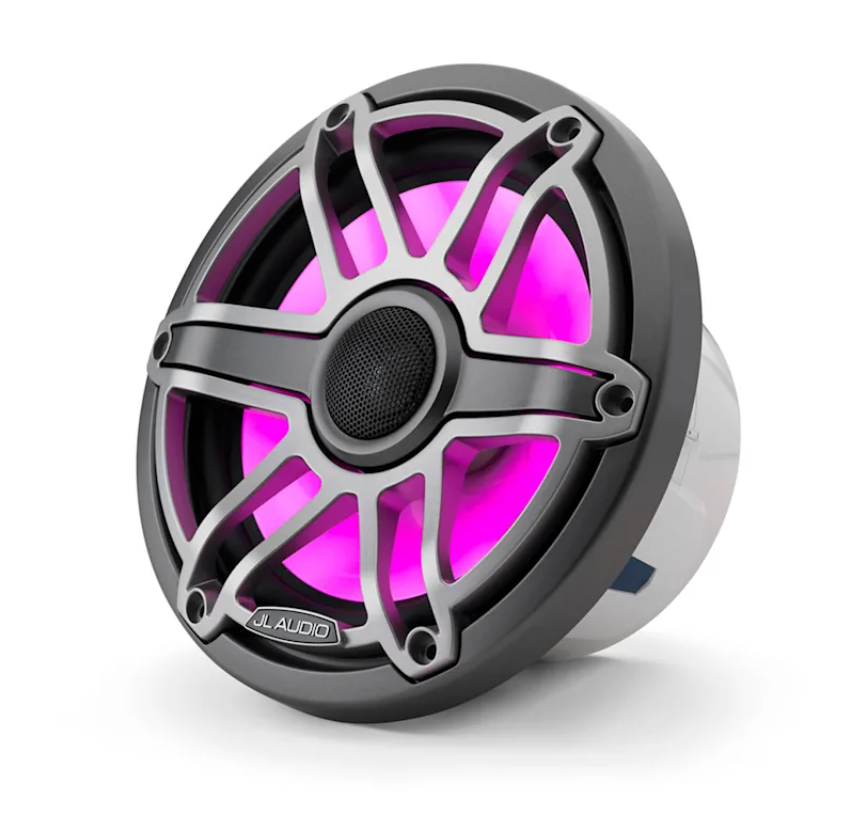Suncoast Marine and Auto offers JL Audio M6 Marine Speakers 7.7" with LED and Titanium Sport Grille (M6-770X-S-GmTi-i)