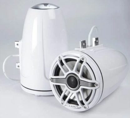 Suncoast Marine and Auto offers JL Audio® M6 Enclosed Tower Speakers 7.7" with White Sport Grille (M6-770ETXv3-Gw-S-GwGw)