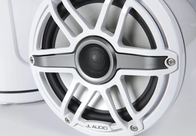 Suncoast Marine and Auto offers JL Audio® M6 Enclosed Tower Speakers 7.7" with White Sport Grille (M6-770ETXv3-Gw-S-GwGw)