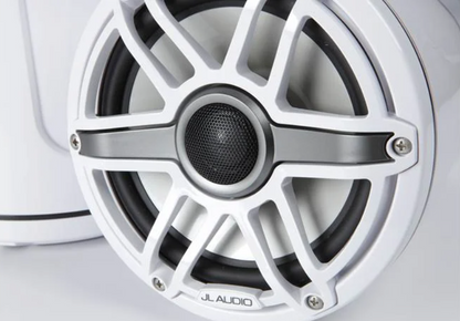 Suncoast Marine and Auto offers JL Audio® M6 Enclosed Tower Speakers 7.7" with White Sport Grille (M6-770ETXv3-Gw-S-GwGw)