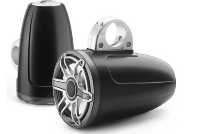 Suncoast Marine and Auto offers JL Audio® M6 Enclosed Tower Speakers 7.7" with LED and Titanium Sport Grille (M6-770ETXv3-Sb-S-GmTi-i)