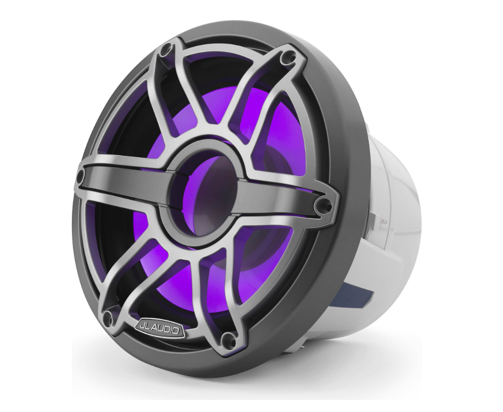 Suncoast Marine and Auto offers JL Audio M6 8" Marine Subwoofer w/Titanium Sport Grille Transflective LED Lighting - M6-8IB-S-GmTi-i-4 [010-03082-00] M6-8IB-S-GmTi-i-4 8" Marine Subwoofer Driver, Gunmetal & Titanium Sport Grille with RGB LED Lighting. Model # 19432608 