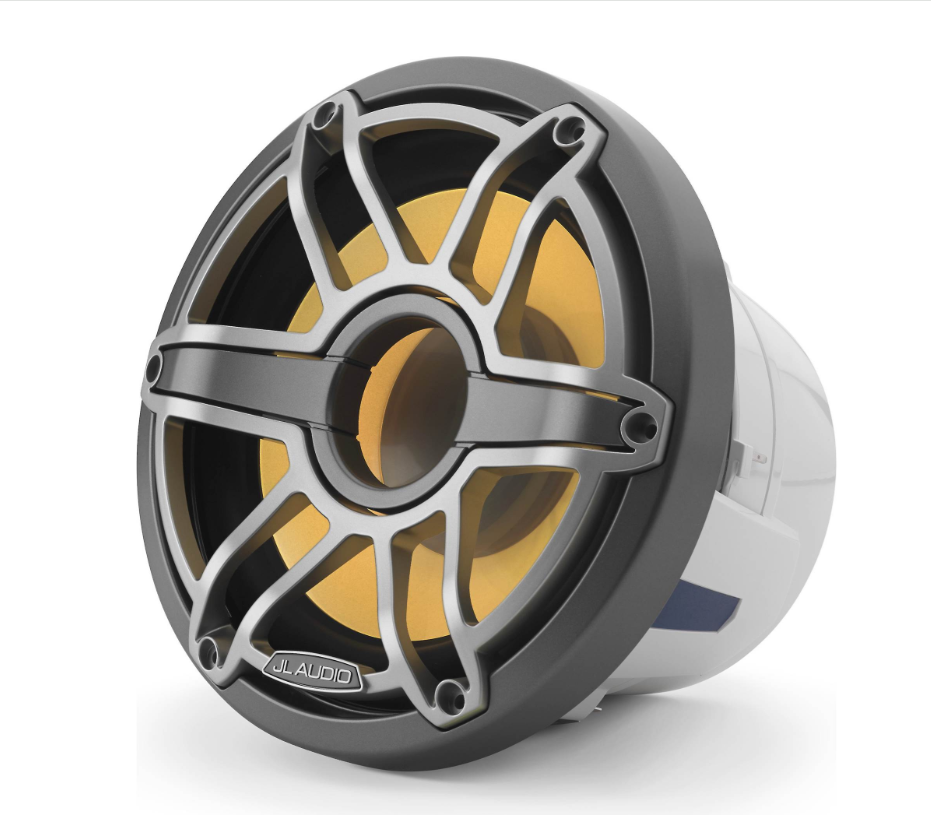 Suncoast Marine and Auto offers JL Audio M6 8" Marine Subwoofer w/Titanium Sport Grille Transflective LED Lighting - M6-8IB-S-GmTi-i-4 [010-03082-00] M6-8IB-S-GmTi-i-4 8" Marine Subwoofer Driver, Gunmetal & Titanium Sport Grille with RGB LED Lighting. Model # 19432608 