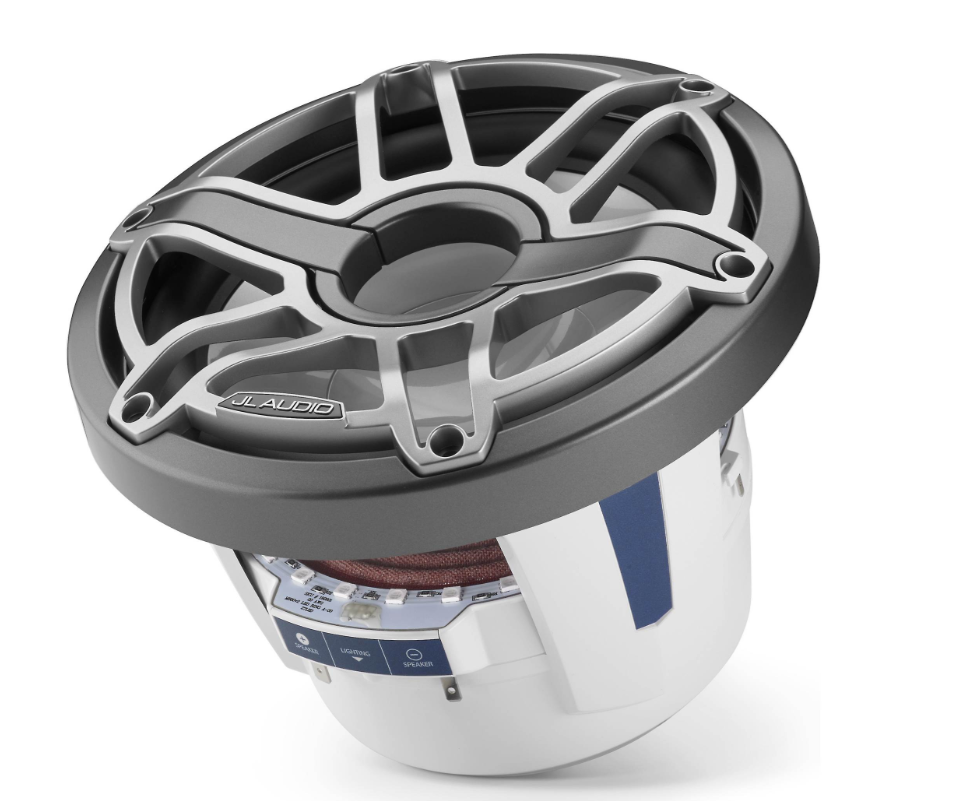 Suncoast Marine and Auto offers JL Audio M6 8" Marine Subwoofer w/Titanium Sport Grille Transflective LED Lighting - M6-8IB-S-GmTi-i-4 [010-03082-00] M6-8IB-S-GmTi-i-4 8" Marine Subwoofer Driver, Gunmetal & Titanium Sport Grille with RGB LED Lighting. Model # 19432608 
