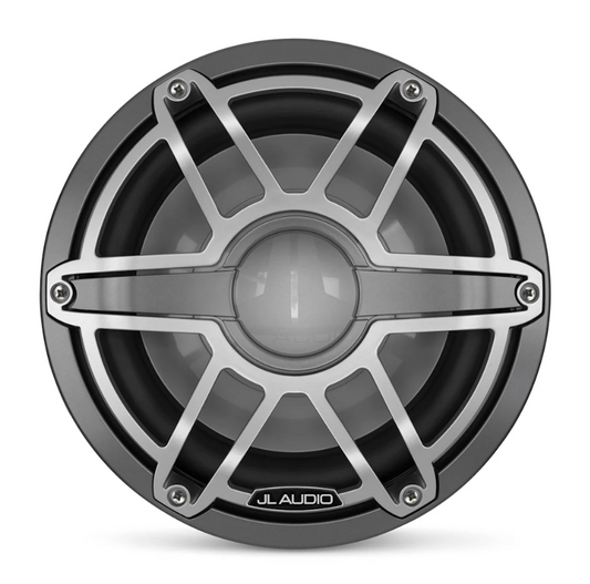 Suncoast Marine and Auto offers JL Audio M6 10" Marine Infinite-Baffle Subwoofer w/Titanium Sport Grille - M6-10IB-S-GmTi-4 [010-03086-00] JL Audio® M6 Marine Subwoofer. 10" with Titanium Sport Grille. Size. 8"10". Transflective™ LED Lighting.