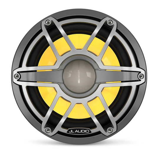 This 10" marine subwoofer has LED lighting, a transflective cone, is optimized for free-air, and handles 250 watts RMS. It has a 2 year warranty.